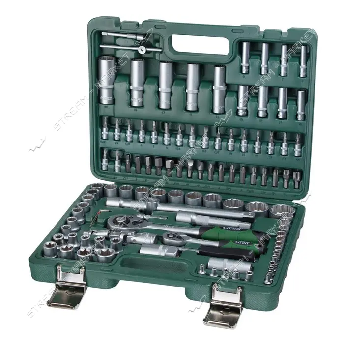 Набор насадок торцевых и биты Grad 6004575 1/4" 1/2" 108шт 12 граней CrV                            