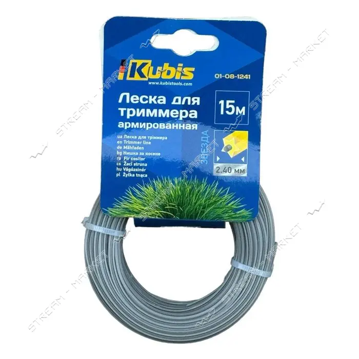Леска для триммера Kubis 01-08-1241 армированная 2.4ммx15м звезда                                   