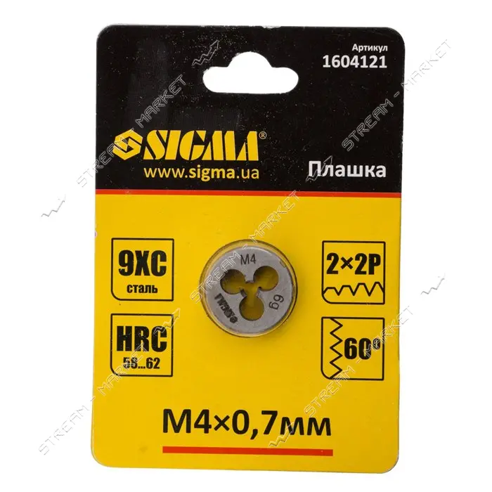 Плашка Sigma 1604121 М4х0.7мм                                                                       
