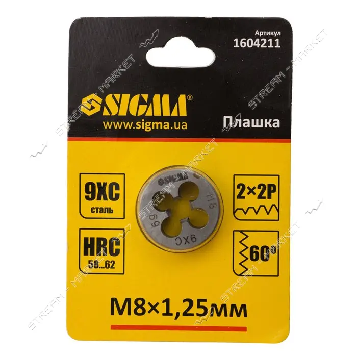 Плашка Sigma 1604211 М8х1.25мм                                                                      