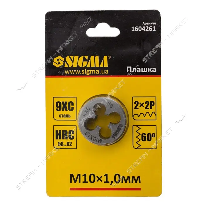 Плашка Sigma 1604261 М10х1.0мм