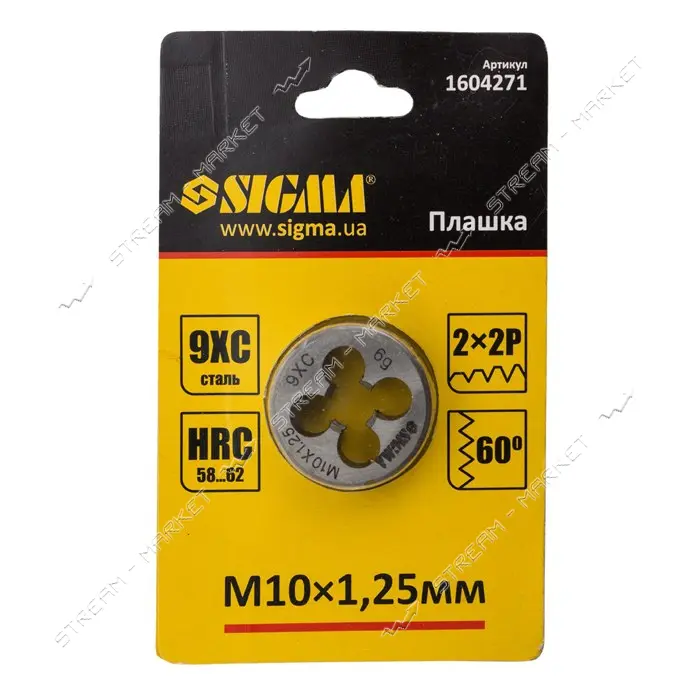 Плашка Sigma 1604271 М10х1.25мм                                                                     