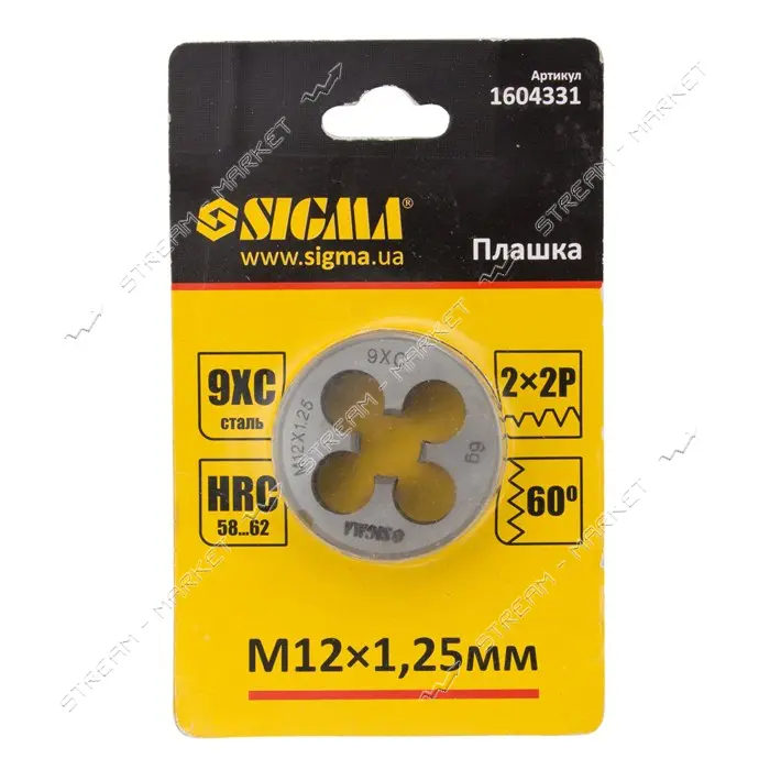 Плашка Sigma 1604331 М12х1.25мм                                                                     