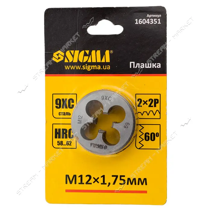 Плашка Sigma 1604351 М12х1.75мм                                                                     