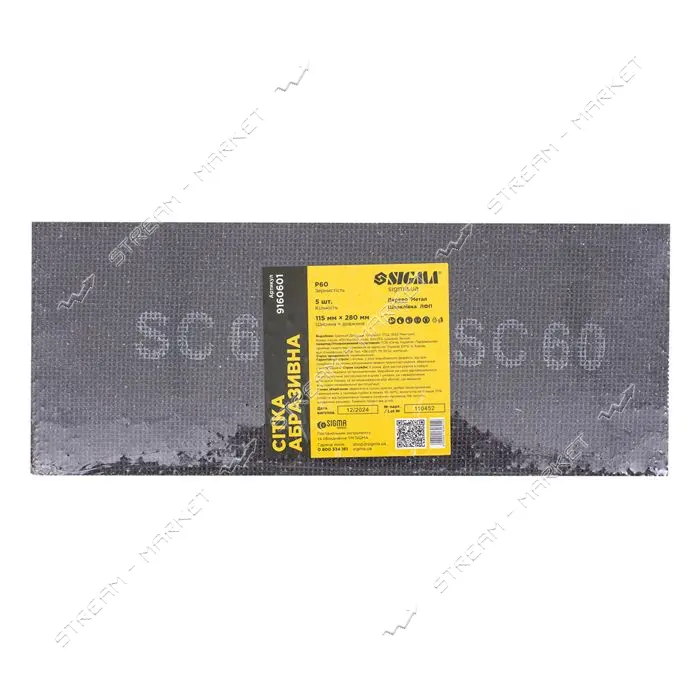Сетка абразивная Sigma 9160601 Р60 115х280мм 5шт                                                    