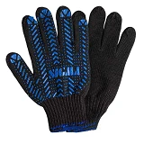 Перчатки трикотажные Sigma 9442471 Актив XL с ПВХ точкой черные темно-синие