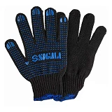 Перчатки трикотажные Sigma 9442531 Оптима XL с ПВХ точкой черные