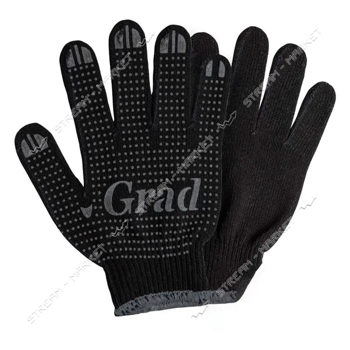 Перчатки трикотажные Grad 9442755 Лайт XL с ПВХ точкой черные                                       
