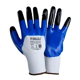 Перчатки трикотажные Sigma 9443641 XL усиленные с частичным нитриловым покрытием манжет сине-черные
