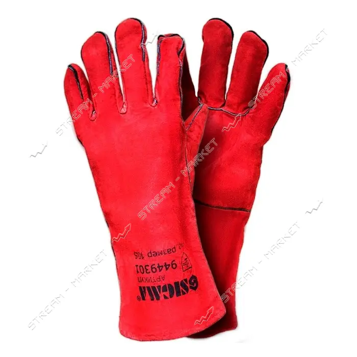 Перчатки краги сварщика Sigma 9449301 XXL 35см красные