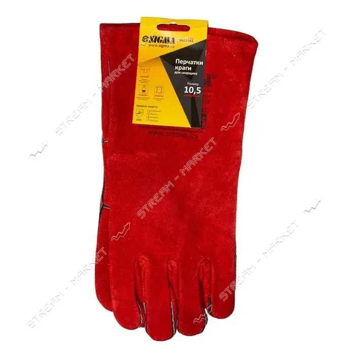 Перчатки краги сварщика Sigma 9449341 XXL 35см красные                                              