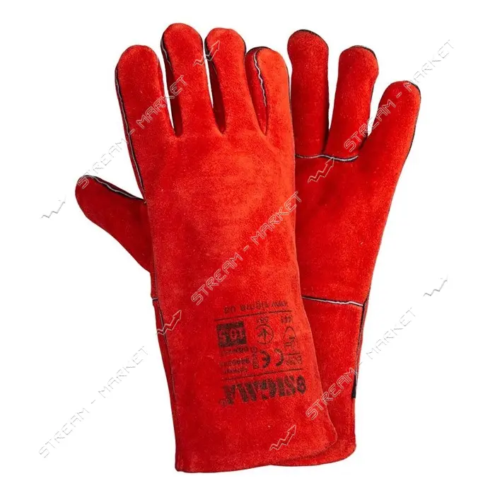 Перчатки краги сварщика Sigma 9449341 XXL 35см красные                                              