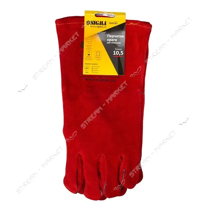Перчатки краги сварщика Sigma 9449361 XXL 35см красные                                              