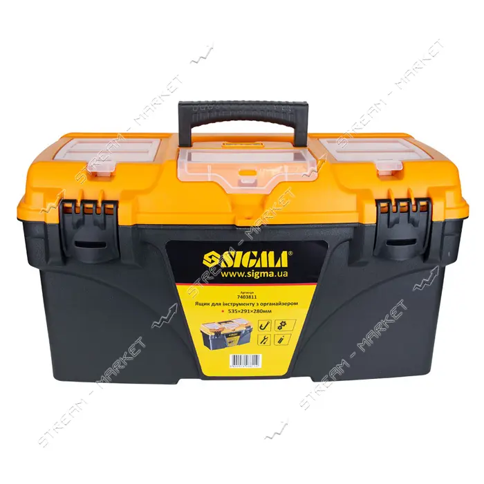 Ящик для инструмента Sigma 7403811 с органайзером 535х291х280мм