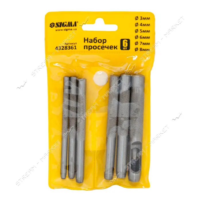 Набор просечек Sigma 4328361 6ед 3-8мм PVC                                                          