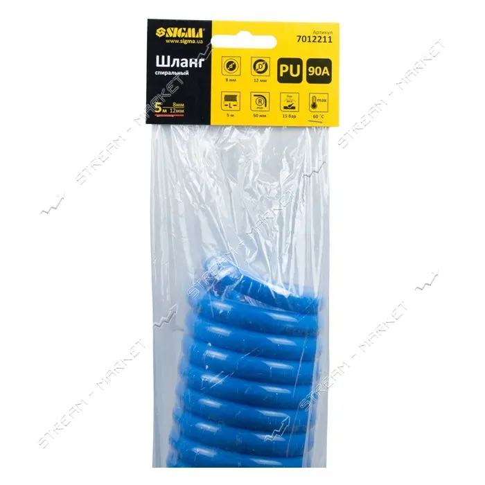 Шланг спиральный Sigma 7012211 PU 5м 8х12мм                                                         