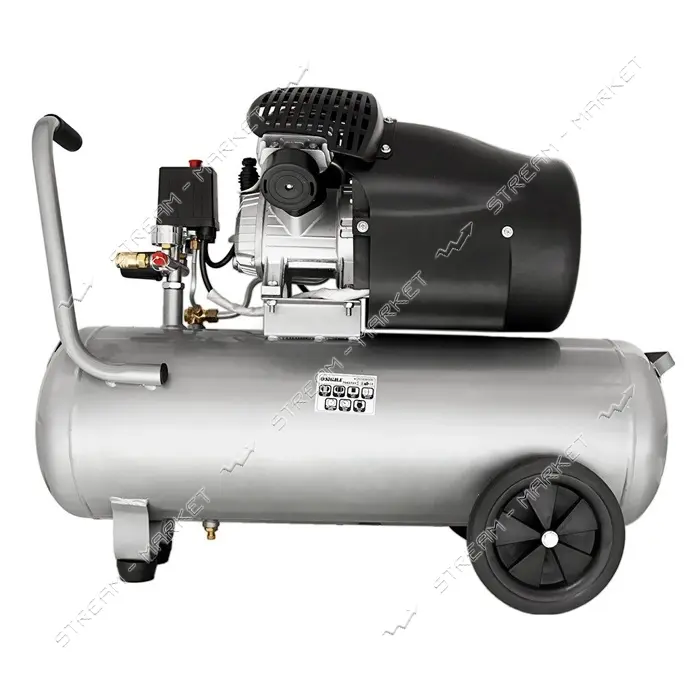 Компрессор двухцилиндровый Sigma 7043721 2.5кВт 455л/мин 10бар 50л 2 крана