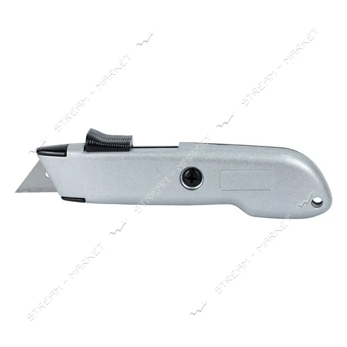 Нож металлический корпус лезвие Sigma 8212061 (580971) трапеция автовозврат лезвия