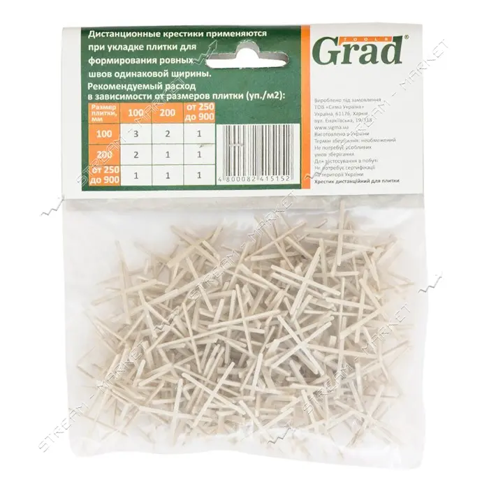 Крестик для плитки Grad 8241515 дистанционный 1мм 170шт