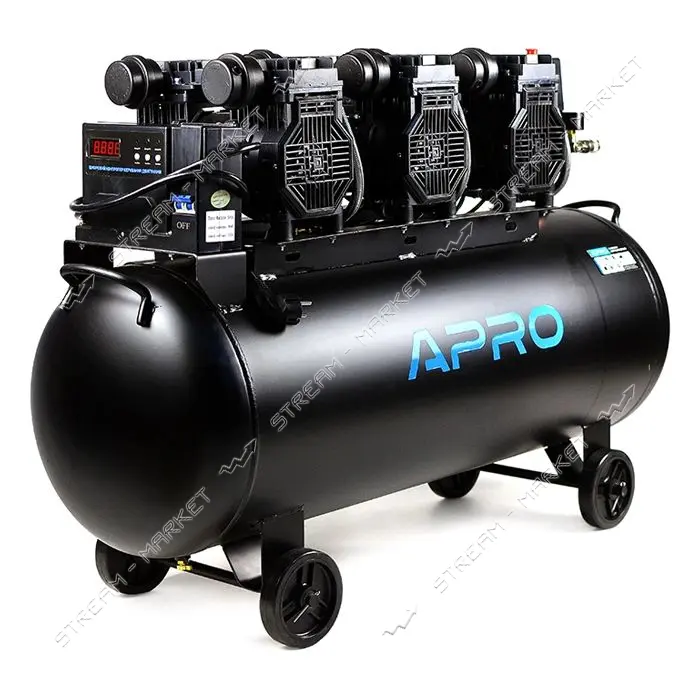 Компрессор безмасляный Apro 850174 шестицилиндровый OFE-100 8 Бар 3х1.5кВт 712л/мин 100л 2крана
