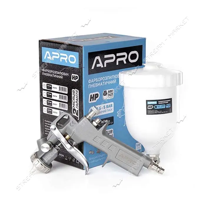 Краскораспылитель Apro 850013 НР 1.4мм в/б пластик 600мл                                            