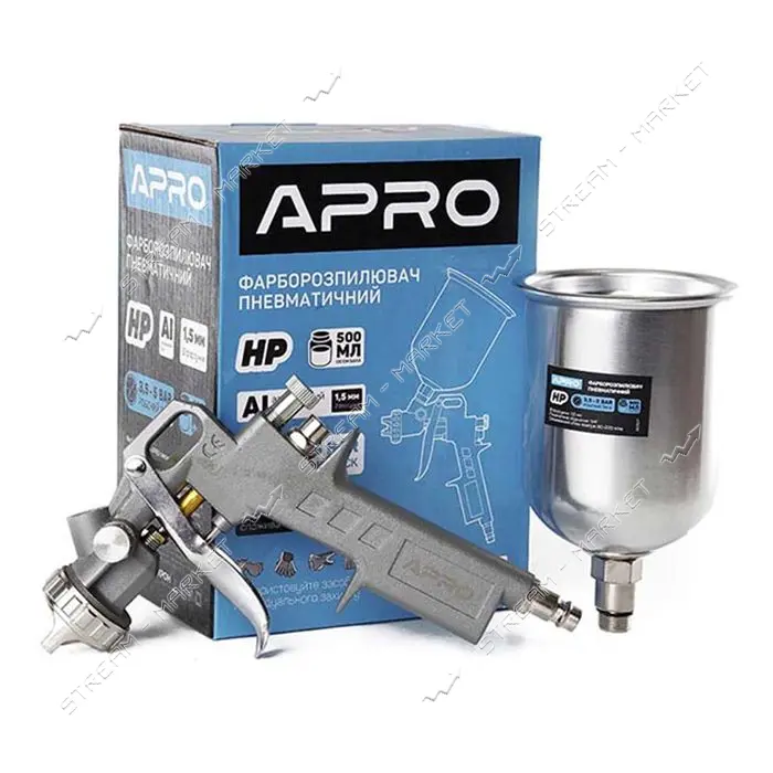 Краскораспылитель Apro 850021 НР 1.5мм в/б металл 500мл                                             