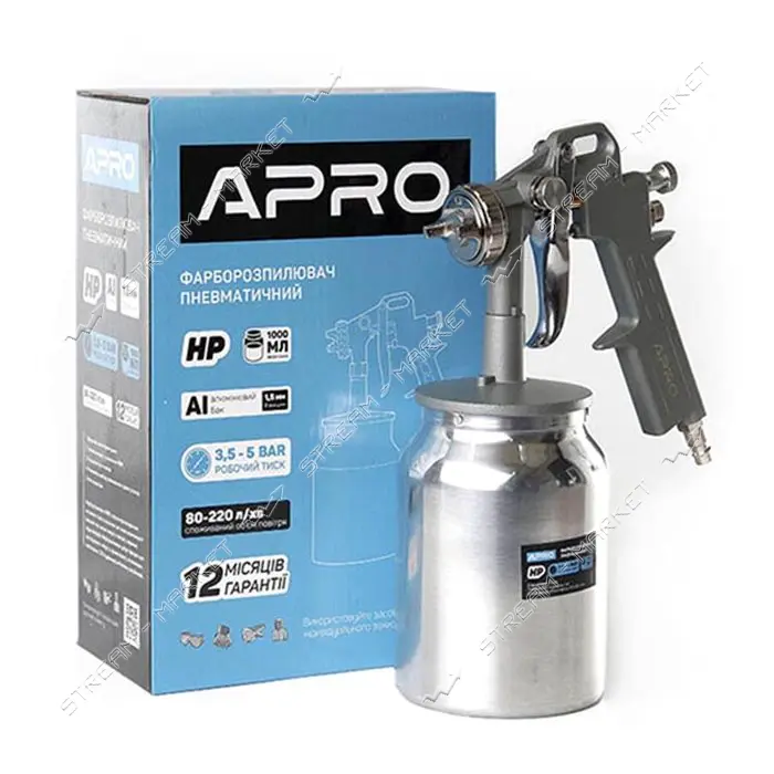 Краскораспылитель Apro 850025 НР 1.5мм н/б металл 1000мл
