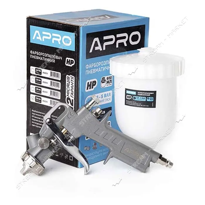 Краскораспылитель Apro 850019 НР 2мм в/б пластик 600мл