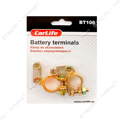 Клеммы аккумуляторные CarLife BT106 цинк с латунным покрытием 2шт