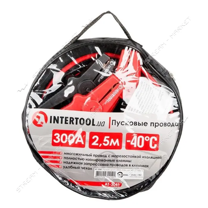 Пусковые провода Intertool AT-3041 300А до -40С 2.5м с чехлом                                       