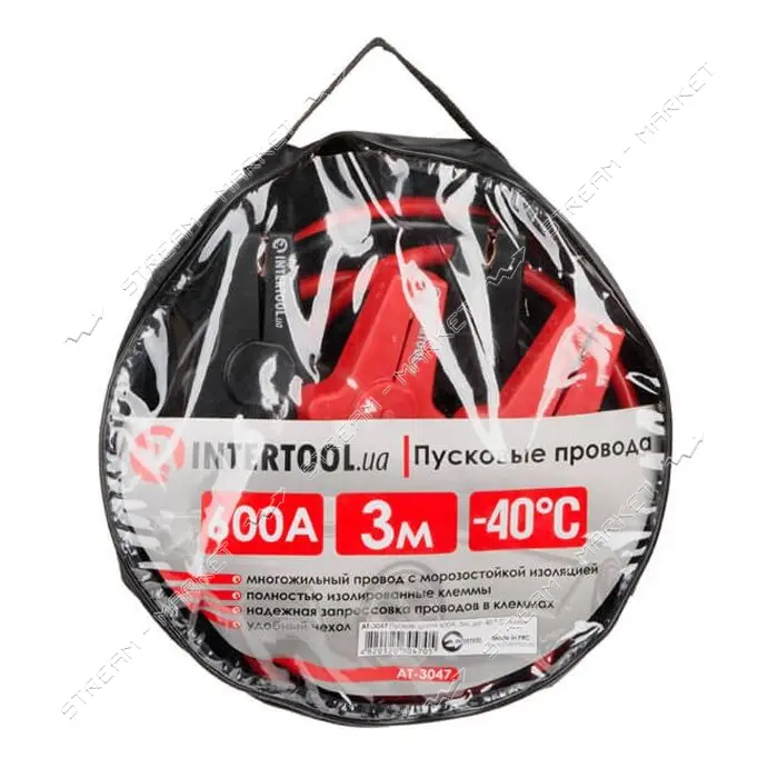 Пусковые провода Intertool AT-3047 600А до -40С 3м с чехлом                                         