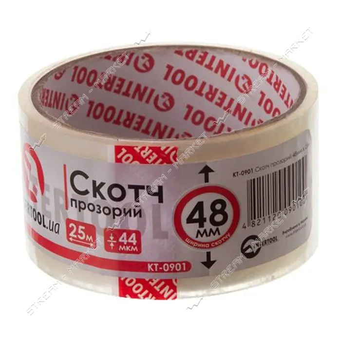 Скотч Intertool KT-0901 52мкм 48мм 25м прозрачный                                                   