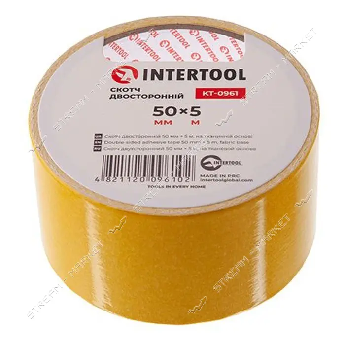 Скотч двухсторонний Intertool KT-0961 на тканевой основе 50мм 5м                                    