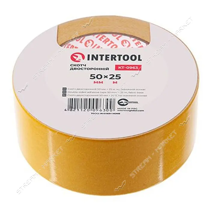 Скотч двухсторонний Intertool KT-0963 на тканевой основе 50мм 25м