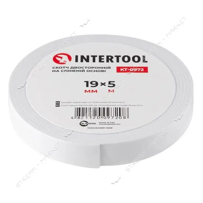 Скотч двухсторонний Intertool KT-0972 на вспененной основе 19мм 5м                                  
