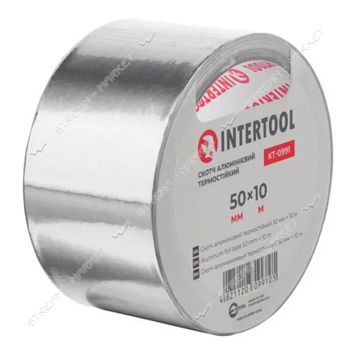 Скотч алюминиевый Intertool KT-0991 термостойкий 50мм 10м                                           