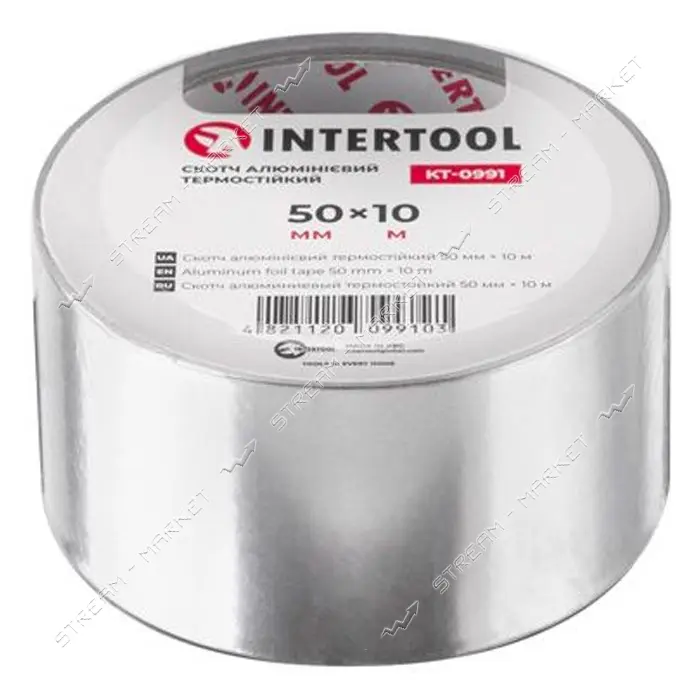 Скотч алюминиевый Intertool KT-0991 термостойкий 50мм 10м                                           