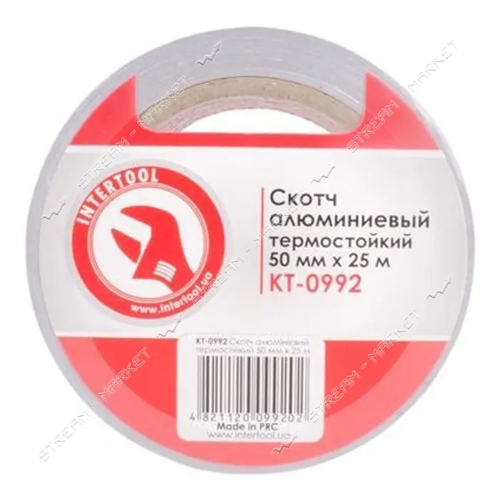 Скотч алюминиевый Intertool KT-0992 термостойкий 50мм 25м                                           