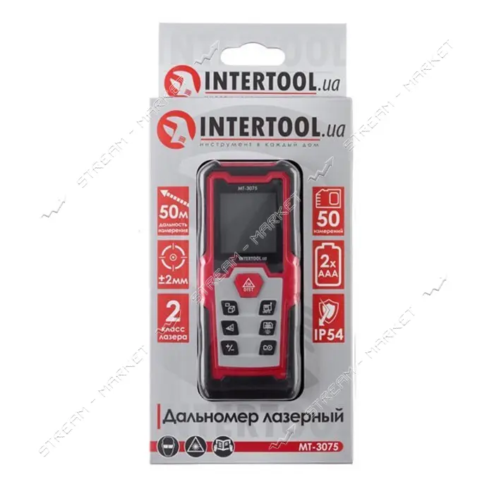 Дальномер лазерный Intertool MT-3075 откидная ножка 50м
