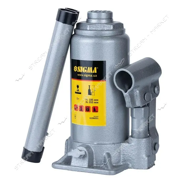 Домкрат Sigma Standart 6106051 гидравлический бутылочный 5т 185-355мм                               
