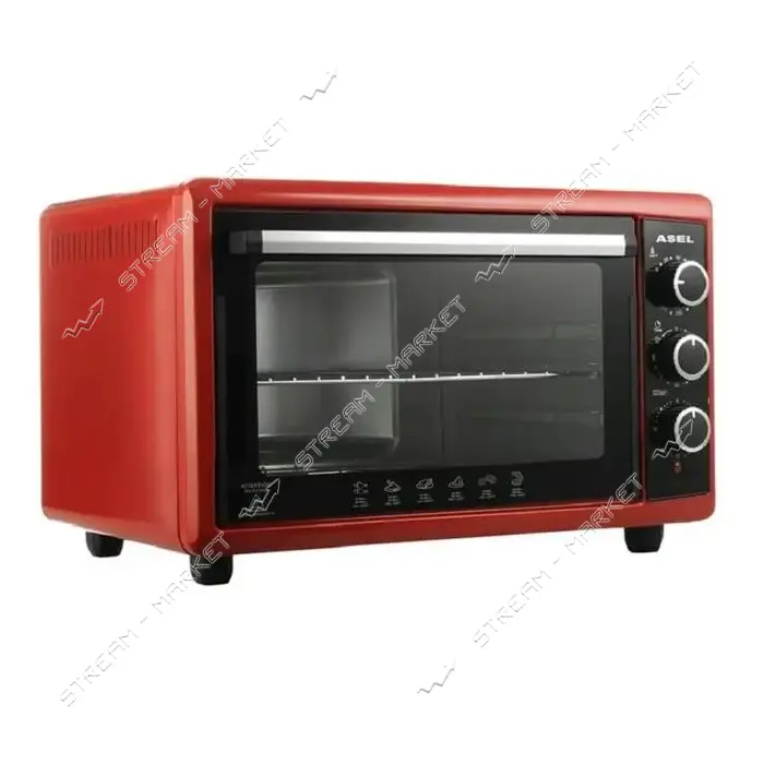 Духовка Asel 1500 Вт 50 л таймер цвет красный