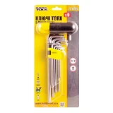 Ключи шестигранные Mastertool 75-0962 Torx CrV длинные с держателем T10-T50 L90-227мм 9шт           