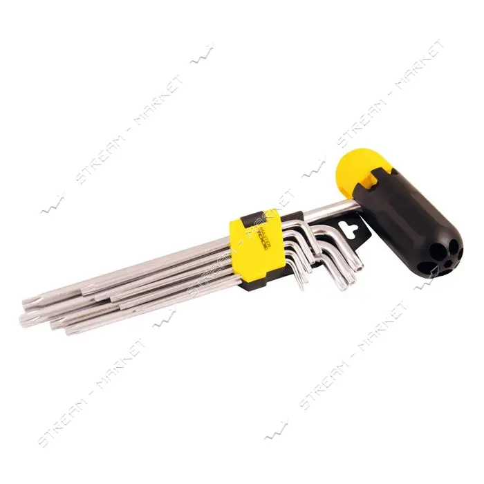 Ключи шестигранные Mastertool 75-0962 Torx CrV длинные с держателем T10-T50 L90-227мм 9шт           