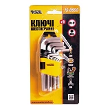 Ключи шестигранные Mastertool 75-0955 CrV короткие 1.5-10мм L45-112мм 9шт