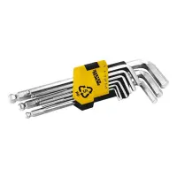 Ключи шестигранные Mastertool 75-0957 CrV с шарообразным наконечником 1.5-10мм L74-172мм 9шт        