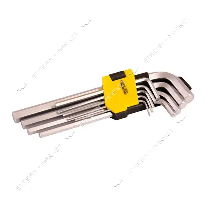 Ключи шестигранные Mastertool 75-0956 CrV удлиненные 1.5-10мм L74-172мм 9шт