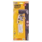 Ключи шестигранные Mastertool 75-0958 CrV удлиненные с держателем 1.5-10мм L74-172мм 9шт