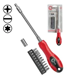 Отвертка INTERTOOL VT-1013 с гибким удлинителем и комплектом насадок 13ед.