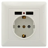 Розетка с заземлением Светоприбор SV-8230 2USB внутренняя Украина