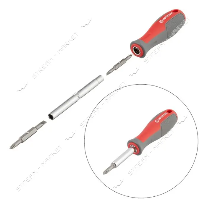 Отвертка с двухсторонними сменными насадками Intertool VT-3341 6 в 1